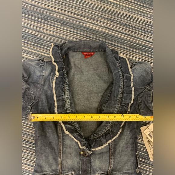 🆕Guess Jeans Size S Denim Blazer Short Puff Sleeve - Picture 3 of 7